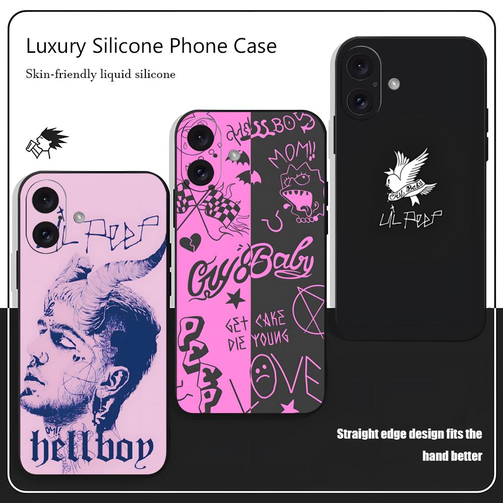 Phone Cases Iphone 14 - Cover Morbida Nera Antiurto L-Lil Peep