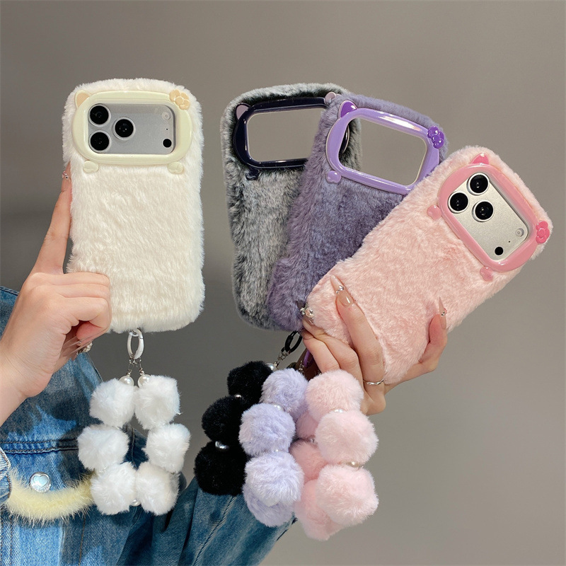 Phone Cases Iphone 14 - Custodia Protettiva Lusso in Pelliccia Sintetica