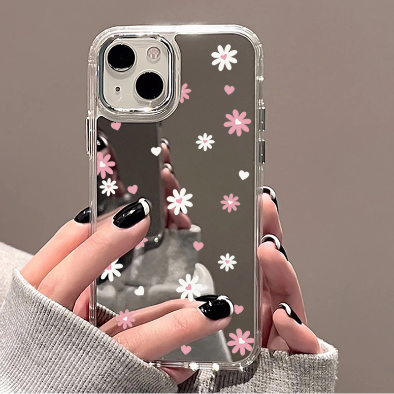 Phone Cases Transparent - Custodia a Specchio con Motivo Floreale